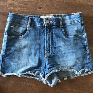 high waisted Zara jeans shorts